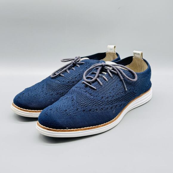 Cole Haan Shoes Womens 9.5 Blue Stitchlite Knit Wingtip Oxford Grand OS Sneakers - Picture 4 of 13
